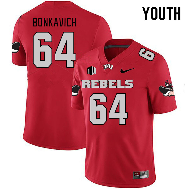Youth #64 Will Bonkavich UNLV Rebels 2023 College Football Jerseys Stitched-Scarlet